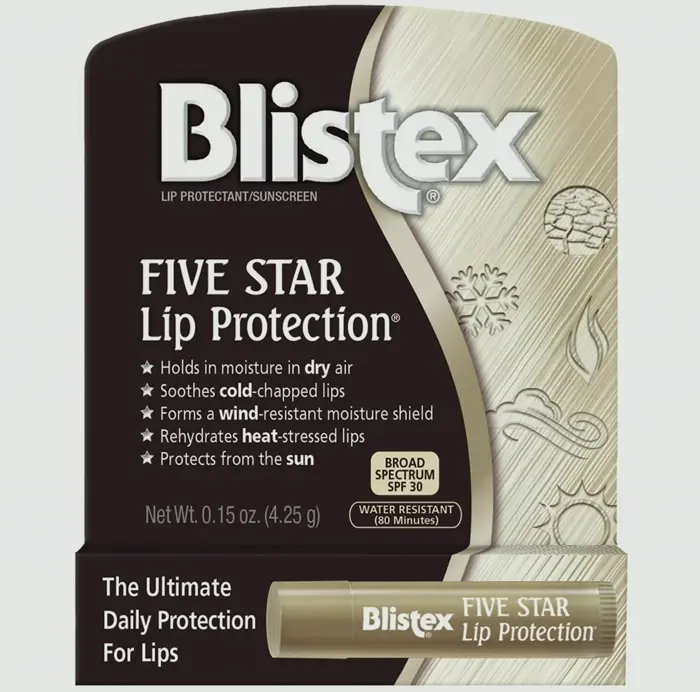 Blistex 5-Star Lip Balm, 0.15 Ounce - Wind & H2O Proof, SPF 30 UV Shield