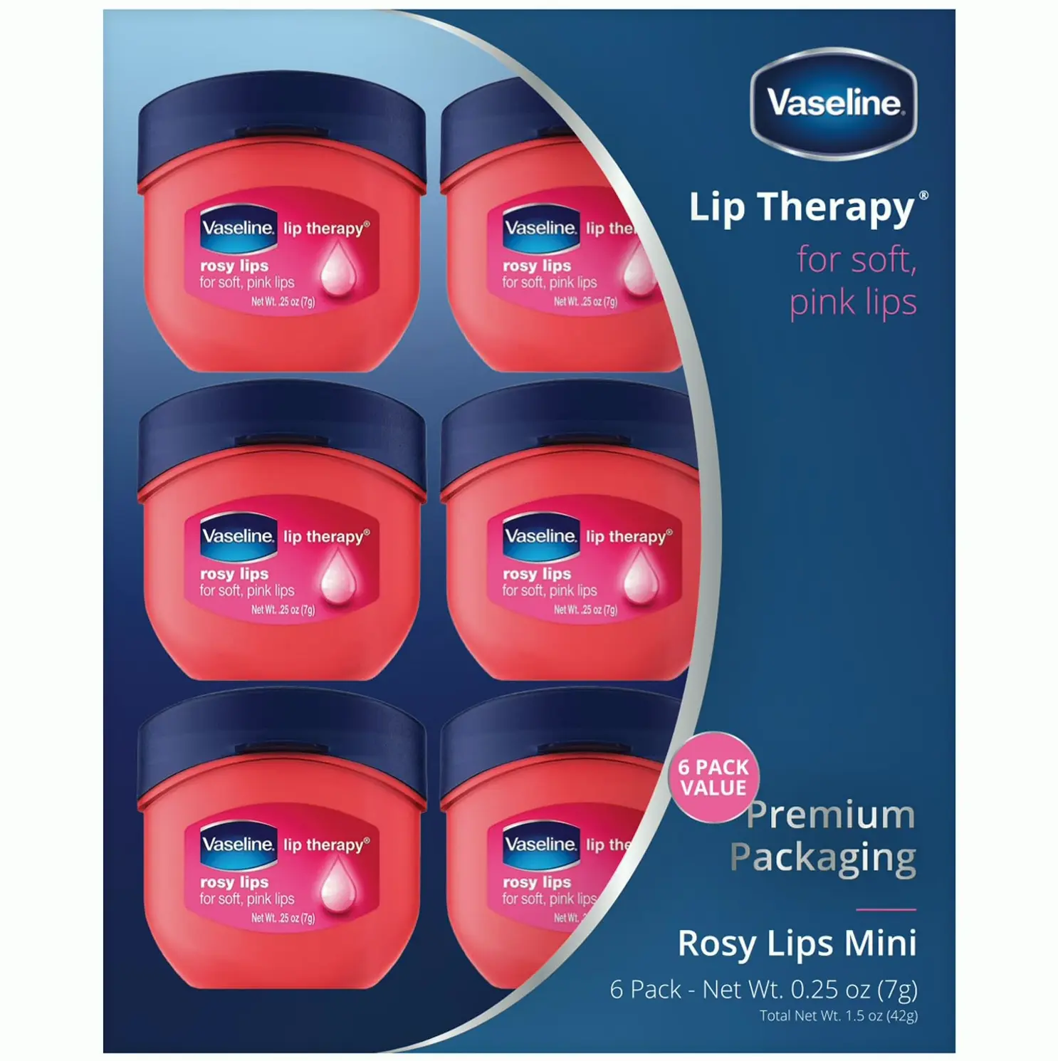 Vaseline Lip Therapy Rosy Pout Mini (Pack of 6)