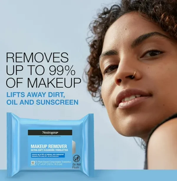 Neutrogena Cosmetic Remover Wipes, Alcohol-Free, Eco-Friendly, Double Pack, Quarter-Century Pack (Set of Two)