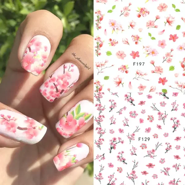 Flower Manicure Design Stickers 3D 8 Sheets