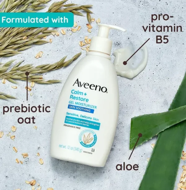 Aveeno Soothe + Restore Gel Skin Lotion for Delicate Complexion, Odorless, 12 oz