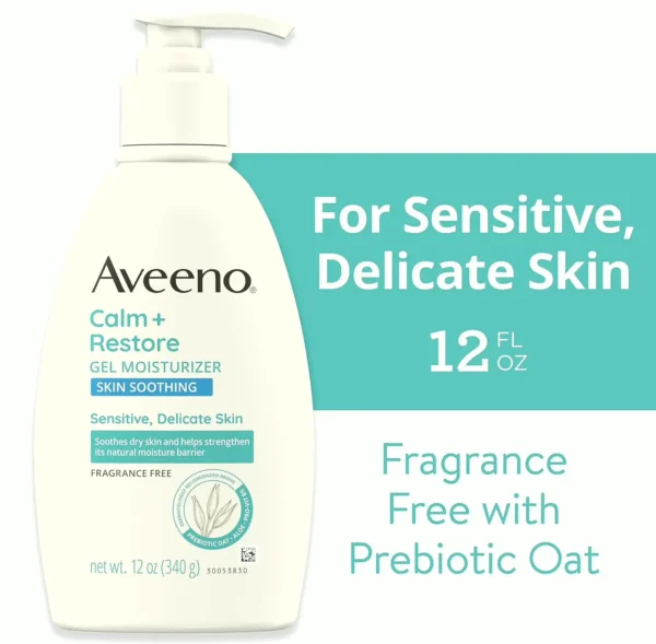 Aveeno Soothe + Restore Gel Skin Lotion for Delicate Complexion, Odorless, 12 oz