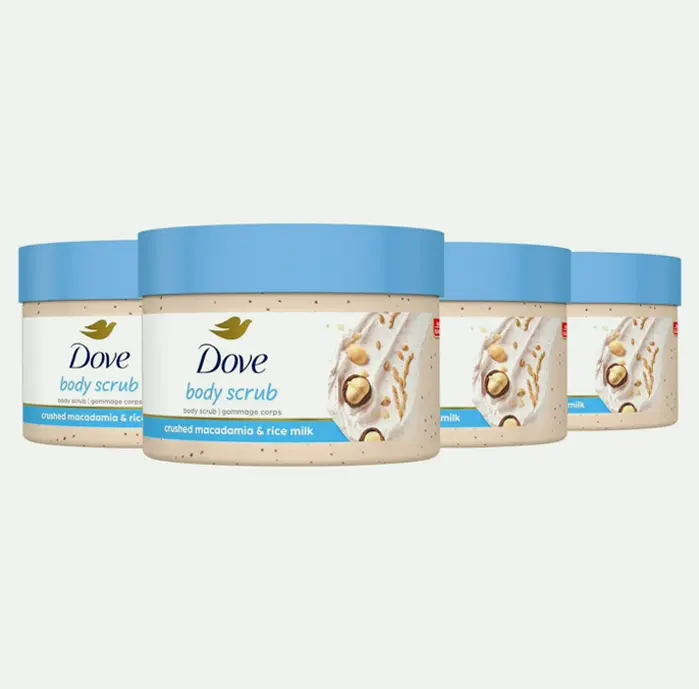 Dove Smoothing Skin Scrub - Macadamia & Rice Milk, 10.5, 4-Pack