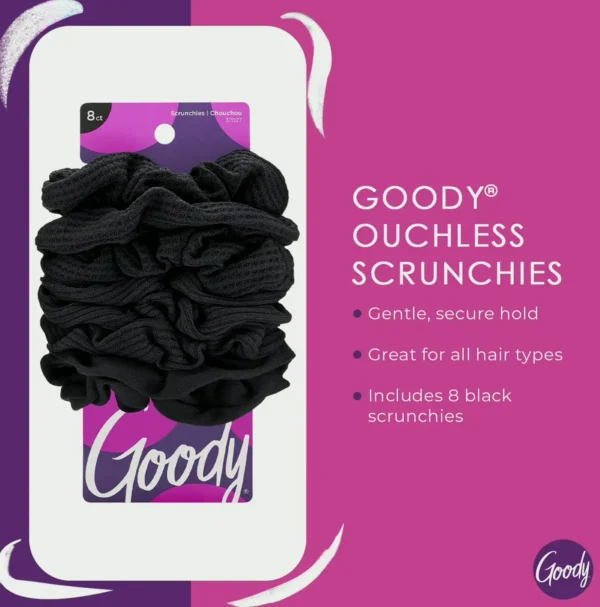 Women's Pain-Free Hair Ties - Set of 8 Black Pieces