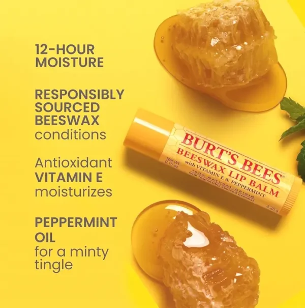 Burt's Bees Lip Balm - Wax, Organic Origin, 4 Tubes