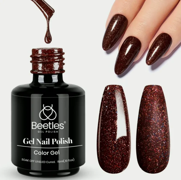 Beetles Gel Brown Glitter Gel Polish, 15ml, DIY at Home