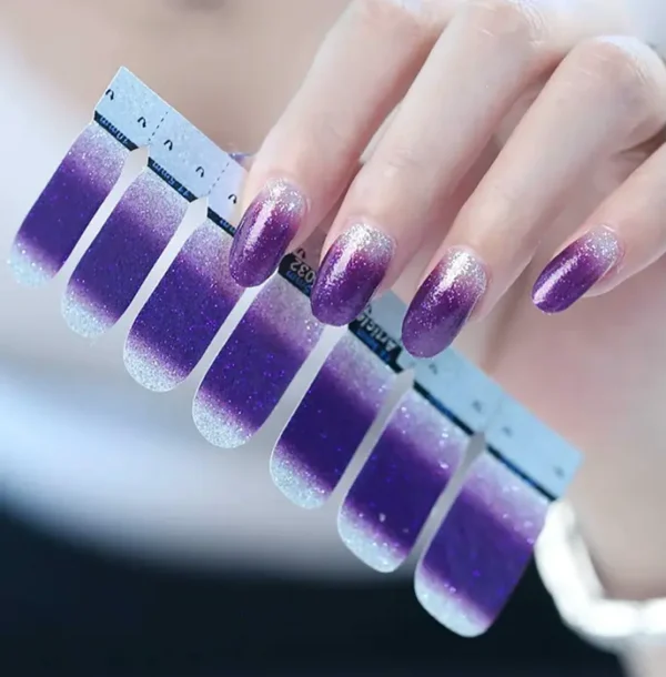 Wokoto 7 Sheets Sticky Nail Design Polish Stickers Glitter Gradient