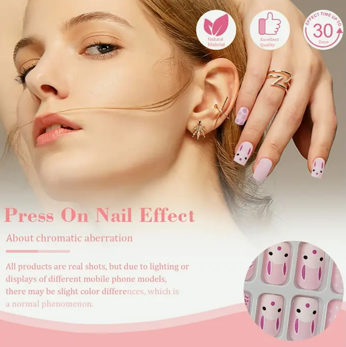 Easter Stick-On Nails Bunny Design - 24pcs