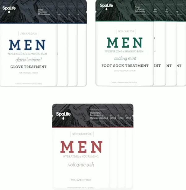 Twelve-Item Male Spa Set with Repairing Gloves, Mint Socks, and Moisturizing Mask