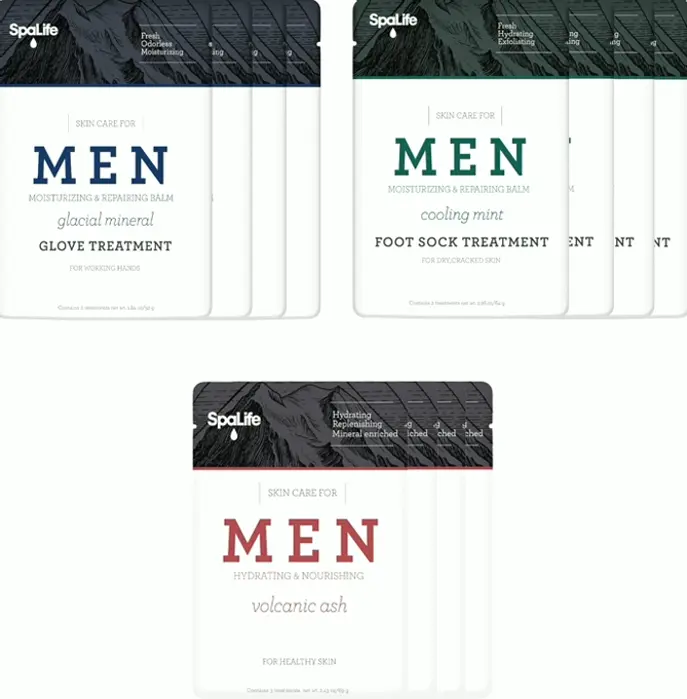 Twelve-Item Male Spa Set with Repairing Gloves, Mint Socks, and Moisturizing Mask
