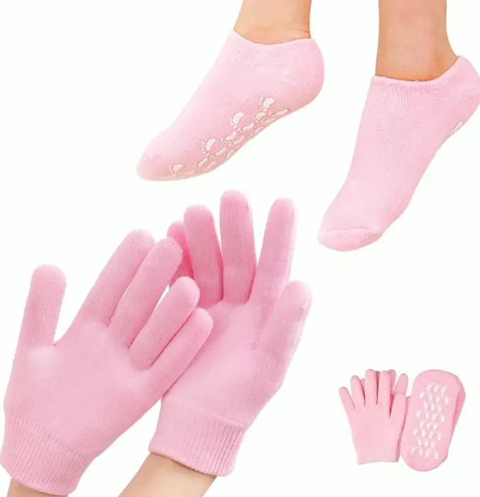 Set of 4 Gel Moisturizing Gloves and Footwear for Hand Care