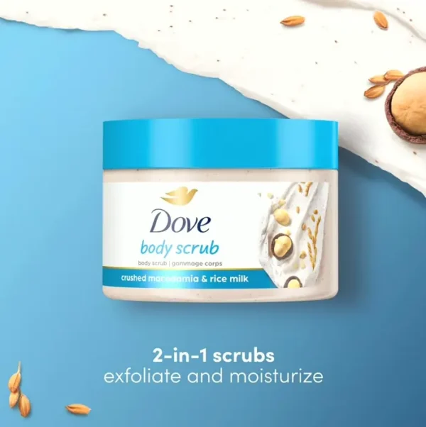 Dove Smoothing Skin Scrub - Macadamia & Rice Milk, 10.5, 4-Pack