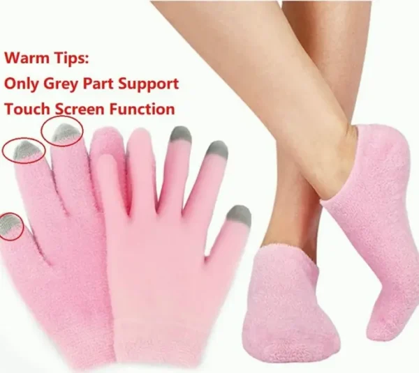 Codream Treatment Touch Screen Gloves and Socks Moisturize Eczema (Fuzzy Pink)