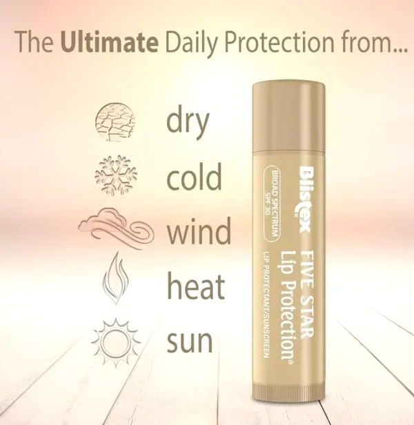 Blistex 5-Star Lip Balm, 0.15 Ounce - Wind & H2O Proof, SPF 30 UV Shield