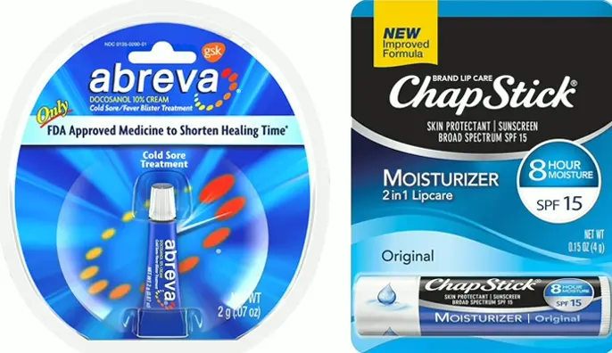 Abreva Cold Sore Treatment and ChapStick's Moisturizer Combo Pack