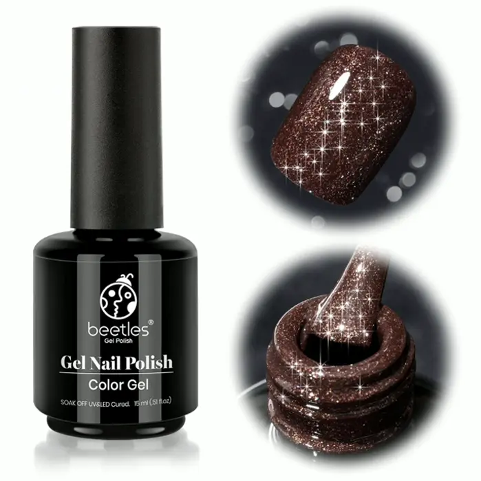 Beetles Gel Brown Glitter Gel Polish, 15ml, DIY at Home