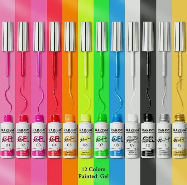 12 Color Nail Set - Glitter Silver Green DIY