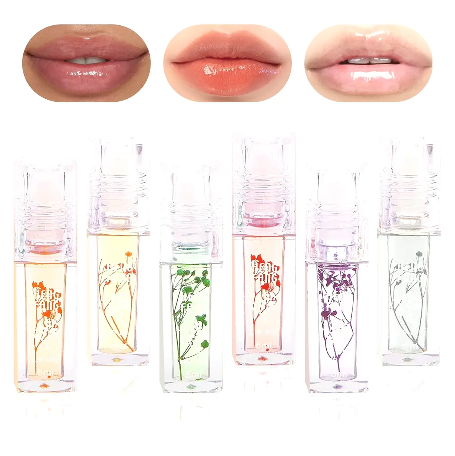 6-Pack Lip Oil Set, Moisturizing Clear Lip Shine Treatment