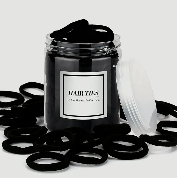 50-Pack Dark Hair Ties, Seamless Hair Elastics