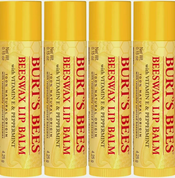 Burt's Bees Lip Balm - Wax, Organic Origin, 4 Tubes