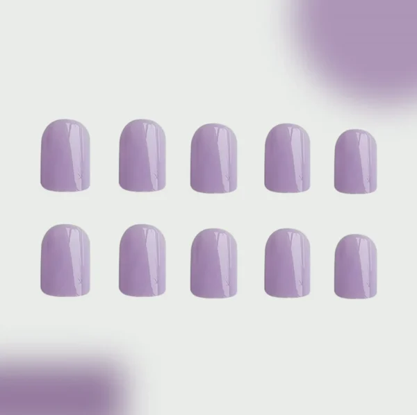 Twenty-Four Pieces Light Purple Press-On Fingernails
